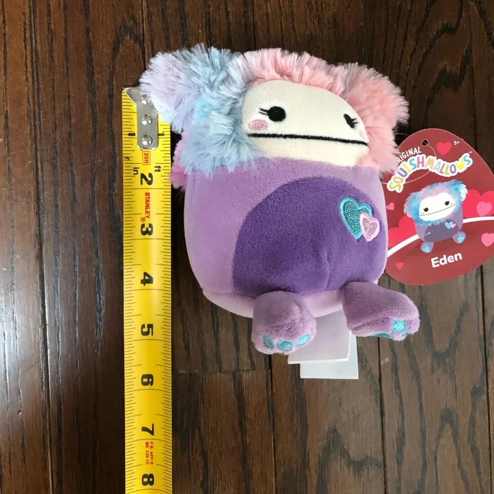 NWT Squishmallows 4.5” Eden the Bigfoot Purple/Blue/Pink w/Heart Embroidery - Picture 8 of 8